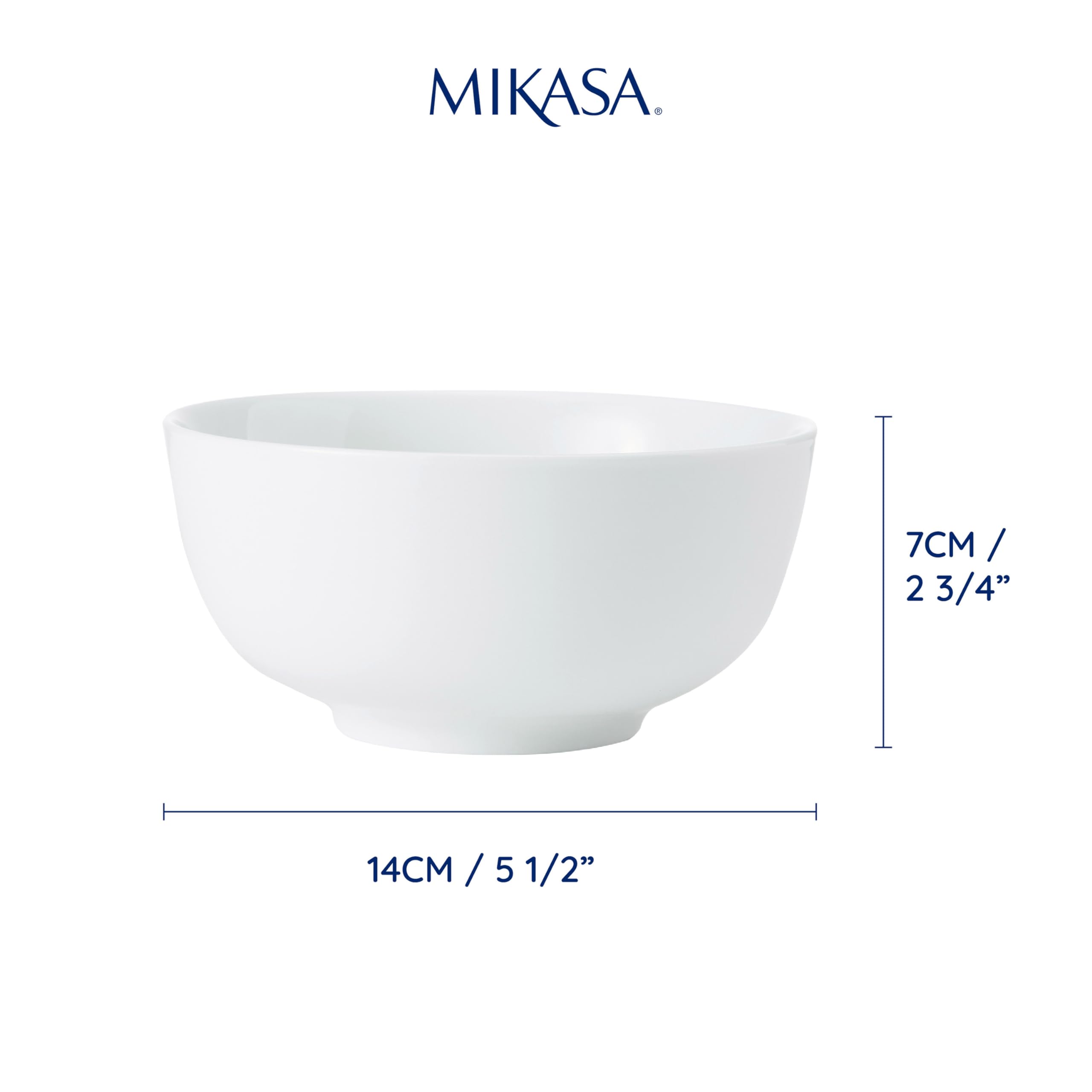 Mikasa Chalk Set di 4 ciotole di cereali in porcellana, per l'uso quotidiano e formale, 14cm - Adatto a microonde e lavastoviglie