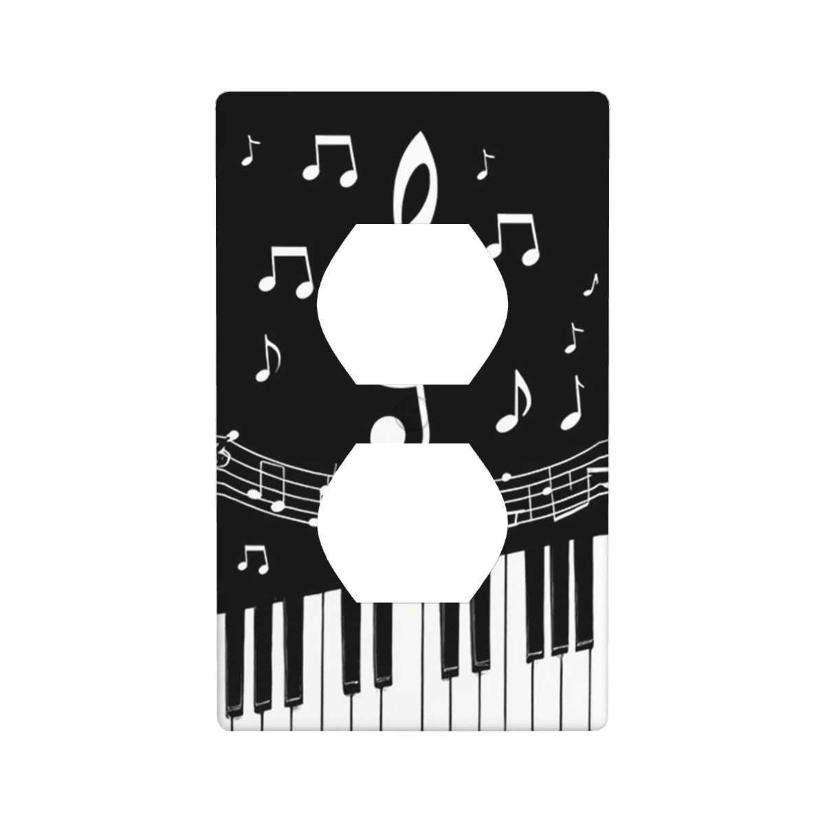 Moslion Piano Music Note Wall Plates Switch Covers Musical Instrument Black White Key Duplex Outlet Cover Plug Plate For Home Decor Office Standard-image-16