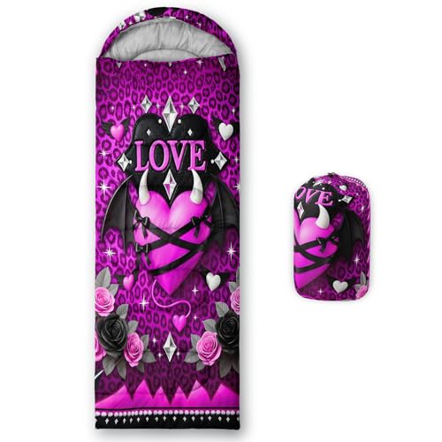 QOOMO Purple Leopard Print Waterproof Sleeping Bag, 31x90inch