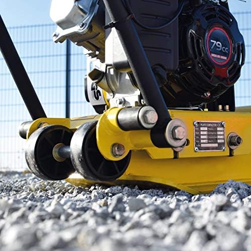 Bild 6 - BAMATO Rüttelplatte R-60 mit Gummimatte | inkl. Zubehör | Plattengröße: 430 x 310 mm | 8,2 kN Verdichtungsdruck | Integriertes Fahrwerk | Vibrationsstampfer Bodenverdichter