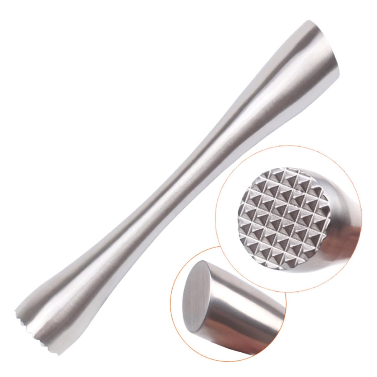 Ciieeo 1PC Stainless Steel Cocktail Muddler with Head Multi Functional Bartending Tool for Mixing Drinks Rustproof Ice Crushing Utensil for Home and Bar Use