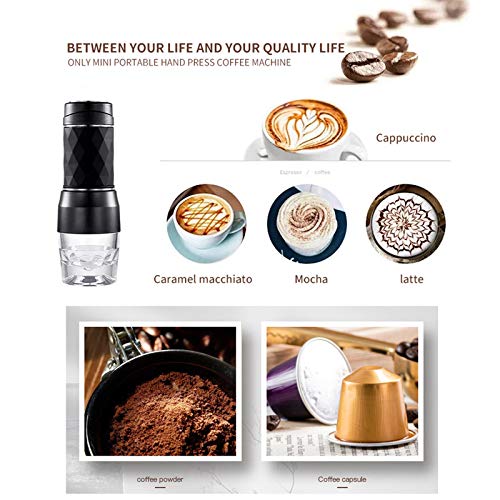 Cafetera de café portátil, máquina de café de viaje, cápsula y café en polvo, cafetera manual para senderismo, camping… - Imagen 5