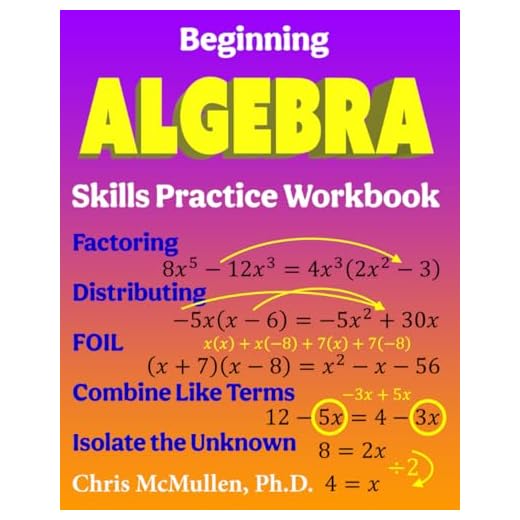 Beginning Algebra Skills Practice Workbook: Factoring, Distributing, FOIL, Combine Like Terms, Isolate the Unknown