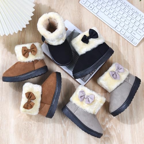 Fashion Winter Bowknot Platform Boots Kids Ankle Boots Toddler Kids Wool Lined Slippers Girls Boys Outdoor Warm Indoor Home Anti Slip Trendy Mini Boots2