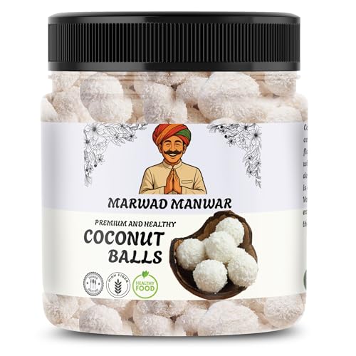 Image of MARWAD MANWAR Coconut Laddu, Soft & Chewy Coconut Ball, Traditional Indian Sweet, Ready to Eat (300gm)