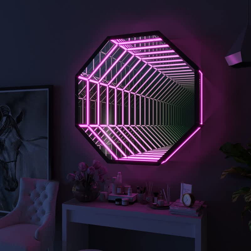 Miroir tunnel infini LED, cadeau de décoration sensorielle original - 3