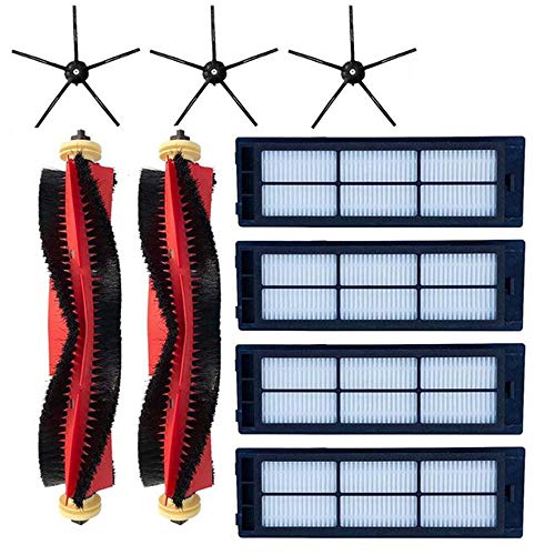 Hauptbürste Filter Zubehör für Xiaomi Roborock S6 Maxv S5 Max S6 S5 S6 Pure Staubsauger Ersatzteile 2 Hauptbürste 4 Hepa Filter 3 Seitenbürste (Schwarz)