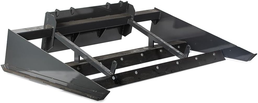 Titan Attachments 84" Skid Steer Grader Attachment, Universal SSQA, Triple-Blade Cutting Edge Box Grader, Low Profile, Durable Steel Construction, Grading Leveling Skid Steer Accessories