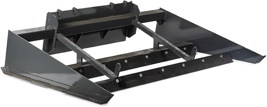 Titan Attachments 84" Skid Steer Grader Attachment, Universal SSQA, Triple-Blade Cutting Edge Box Grader, Low Profile, Durable Steel Construction, Grading Leveling Skid Steer Accessories