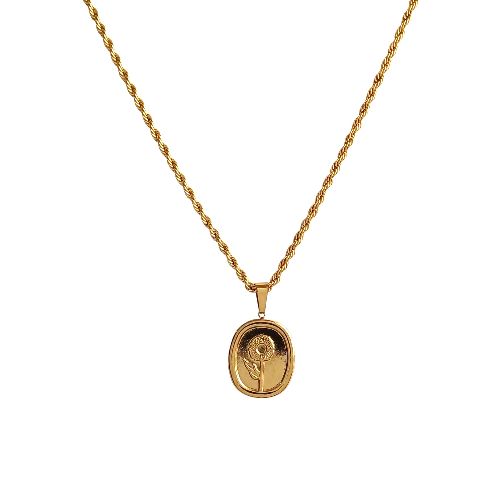 JEWILLEY Vintage Sunflower Anti-Tarnish Gold-Plated Chain NeckPendant | Stainless Steel Waterproof Necklace | Neckpieces for Gift Women and Girls (B0DFWYS9H1) Amazon Price History, Amazon Price Tracker