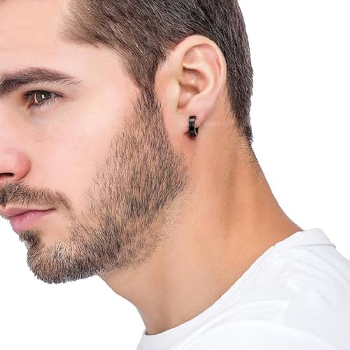Image of Young & Forever Gift Stainless Steel Hoop Stud Earrings for Men and Boys
