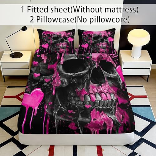 Drap housse crâne graffiti 90x200 housse matelas microfibre lavable