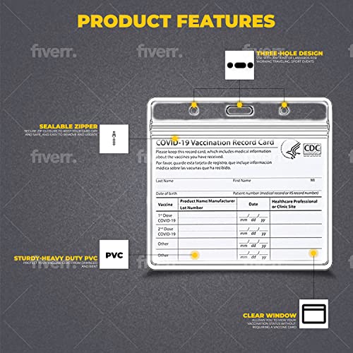 cdc 4x3 vaccination card holder 10pk waterproof scratch less and zip resealable id badge holder immunization covid card protector holde name tag id badge cover sleeve pouch immunization card