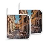 Photo Gallery old courtyard cafe chair city, roma, italia, presine quadrate, set di 2 presine quadrate con passanti per appenderli, presine resistenti al calore, per cucina, cottura e cottura Photo Gallery old courtyard cafe chair city, roma, italia, presine quadrate, set di 2 presine quadrate con passanti per appenderli, presine resistenti al calore, per cucina, cottura e cottura