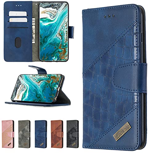jioeuinly BLU G50 Mega Case Compatible for BLU G50 Mega 2022 Phone Case Flip Stand Cover Stitching Style Wallet Case Blue