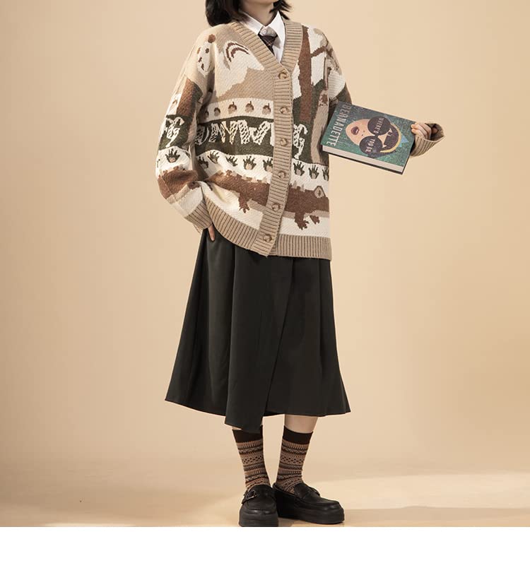 Grandpa Sweaters Vintage Aesthetic Sweater Cardigan Chunky Knitted Dark Academia Clothing Teen Girls Trendy Clothes4