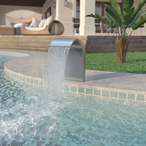 Vidaxl Fuente Para Piscina De Acero Inoxidable 45X30X65Cm Plateada Decoración