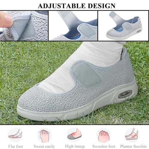 Diabetic Shoes for Men Women Extra Wide Slip on Slippers Lightweight Adjustable Closure Walking Shoes for Elderly Arthritis Swollen Feet3