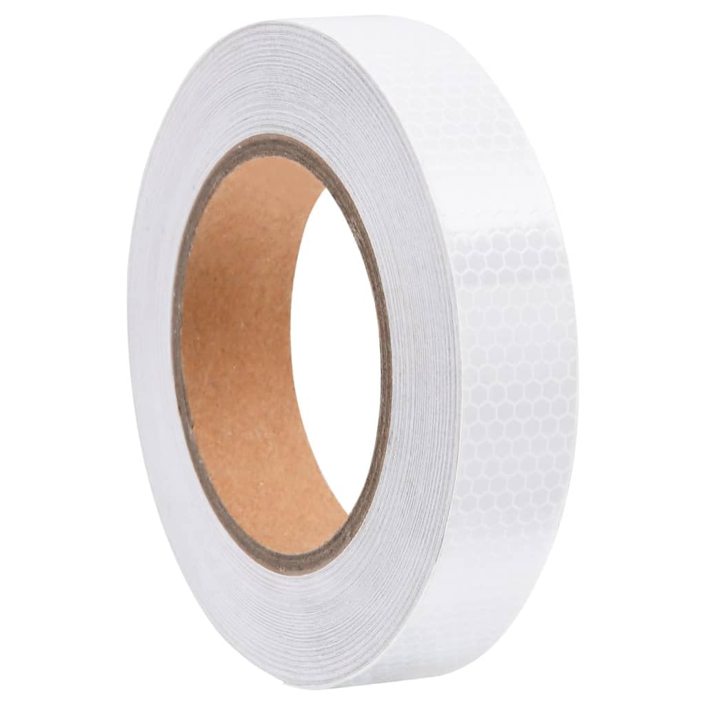 Cinta reflectante blanca autoadhesiva de 2,5 cm x 20 m, PVC para señales de tráfico, barrera de seguridad, señalización de aparcamiento en obras, terrenos comerciales y terrenos privados