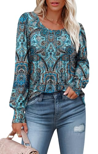 BETTE BOUTIK Long Sleeve Shirts for Women Fall Tops Dressy Blouses Crewneck Tunic Tops for Leggings S-3XL