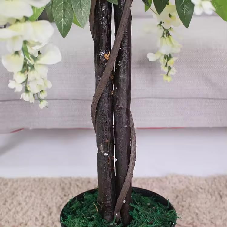 Image of Fox & Fern Artificial Wisteria Plant with Pot | Real Touch Elegant Flowering Tree | Add Beauty to Home, Office, Party, Event Decor |GAJW2756W (Wisteria White 120cm)