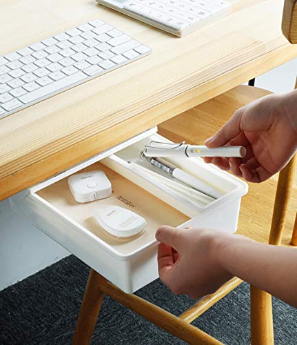 INNOLITES Under Table Drawer Tray Desk Pencil Organizer Office Storage Organizer Recycled Expandable Drawer Storing Tray Self-Adhesive Desk Hidden Drawer Organizer,for Office School Home Desk (Medium)
