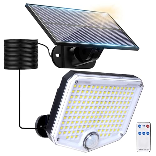Solar Flood Lights Outdoor, 153 LEDs Solar Spot Lights Outdoor Motion Sensor, 3 Modes Garden Light Waterproof, PIR Lights for Yard Garage Shed Garden Outside