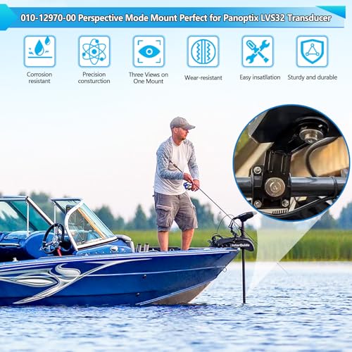 Image of Slother 010-12970-00 Perspective Mode Transducer Mount Compatible with Garmin Panoptix Livescope LVS32 Transducer Bracket,Pole Mount Fish Finder Mount