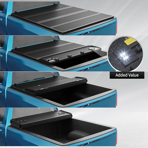 Image of OEDRO Quad Fold Hard Truck Bed Tonneau Cover Fit for Ford F150 F-150 2015-2026 with 6.5ft Bed, Black
