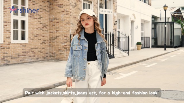 Arshiner Pull Fille Manches Longues Col Roulé Thermique - T-Shirt Élégant Automne Hiver 5-13 Ans