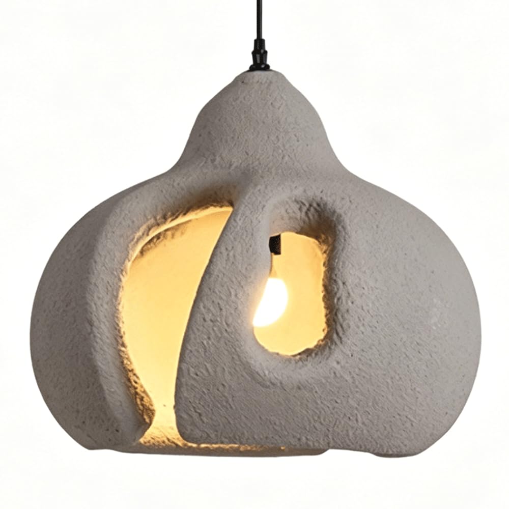 ESIYUVO Gourd Shaped Wabi Sabi Pendant Light Japanese Zen Ceiling Mount Hanging Lamp Equipped with E27 Base Multi Color High Density Polystyrene Chandelier for Bedroom Bedside Hallway Balcony Bar