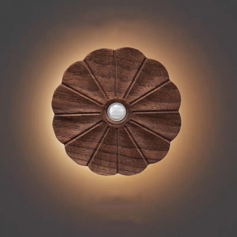 NTALJC Rechargeable Wall Light with Motion Detector, Wood Wall Indoor USB Rechargeable Cordless Stair Light Wall Night Light Magnet Battery Operated Wall Light Night Light Hallway 3000K,A