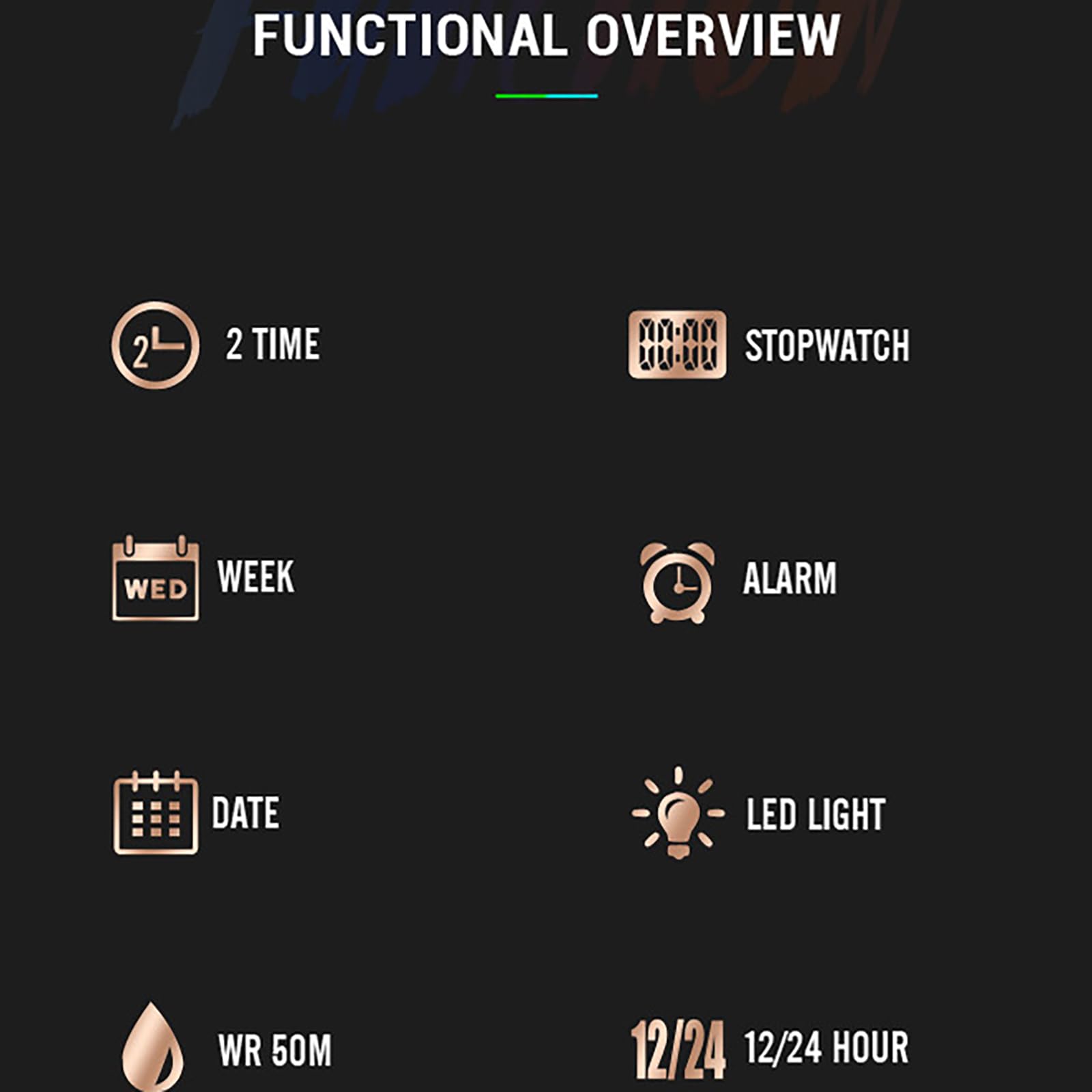 findtime Tonneau - Reloj de pulsera para hombre, rectangular, elegante, único, con alarma, cronómetro, fecha, calendario, analógico, reloj digital, multicolor, para niños y adolescentes