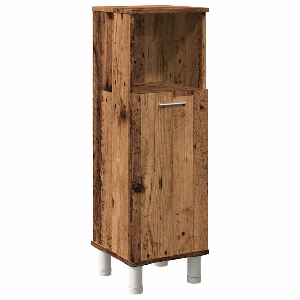Szafka łazienkowa o wyglądzie starego drewna, 30 x 30 x 95 cm, materiał drewnopochodny, szafka łazienkowa z drzwiami, miejsce do przechowywania środków czyszczących, odporna na wilgoć, trwała