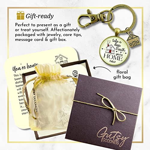 Gutsy Goodness PRKEYW005564 New Home Keychain Take A Deep Breath, You'Re Home Now First House Apartment Gift From Realtor, Friend - Bronze Metal Unisex Pendant Key Ring Fob Men Women thumb #7