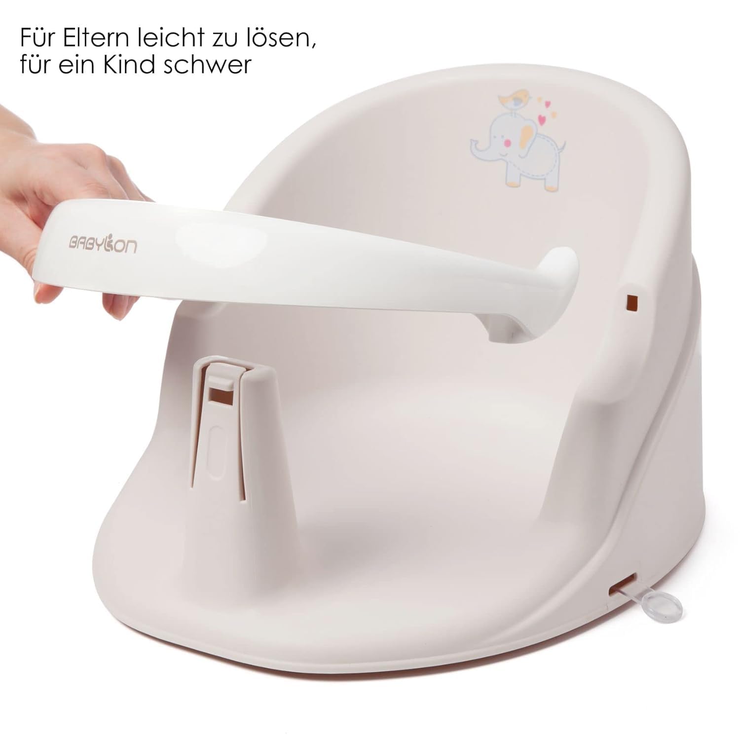 BABYLON Seggiolino da bagno Nemo – Seggiolino bagnetto per neonato da 6 mesi, Sedia da Bagno con 4 ventose antiscivolo, Seggiolino doccia neonato e vasca, grigio/bianco
