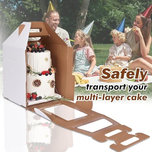 6 Pack Tall Cake Boxes with window and Cake Boards in 2 sizes 10x10x12 & 12x12x14 Cake Carrier, Tiered Cake Box, Layer tier cake boxes, large cake box by M-Aimee - Image 5