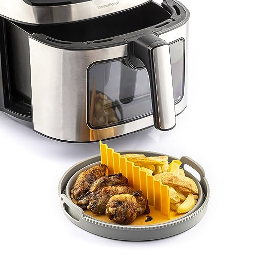 InnovaGoods - Klappbarer Silikon-Korb für Heißluftfritteuse, Antihaftbeschichtet, Unabhängiger Trenner, Multifunktional, Einfach zu Reinigen, Grau, Silikon – Bild 4