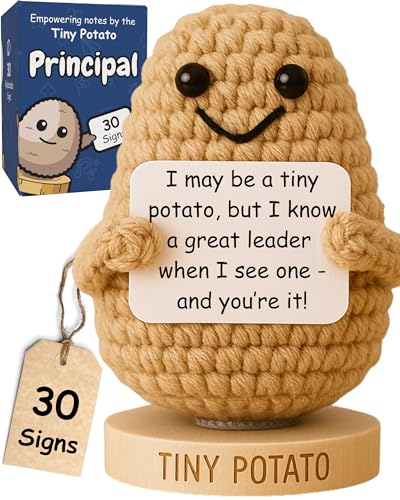 Gift for Principals - Tiny Potato with 30 Swappable Appreciation Signs - Funny Principal Gifts for Women Men for Birthday School End of Year Appreciation Thank You New Job Promotion Retirement