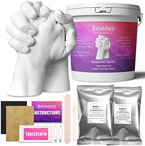 Smaphy Hands Casting Kit, DIY Hand molding Kit. Hand Holding Craft for Couples, Adult & Child, Family, Friends. Anniversary, Wedding & Couples Gifts (White)