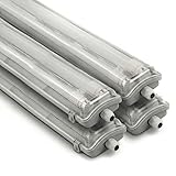LUXULA 4er Pack LED Wannenleuchte 150cm mit 2x 22W LED Röhren T8 G13 Sockel, 4000K Neutralweiß, 4400lm - IP65 Feuchtraumleuchte für Werkstatt Keller Garage