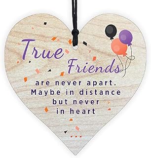 Resmoni True Friends Gift for Best Friendship Miss You Birthday Women, Female, Girls, Special Bestie Small Inspirational Thoughtful Positive Cute Cheer up Motivational Wooden Hanging Heart Plaque