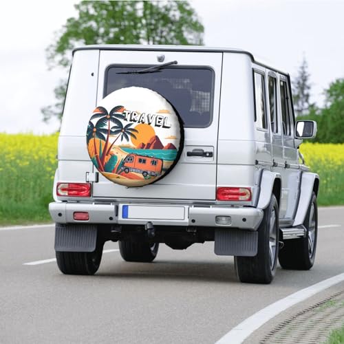 Image of Beach Sunset Spare Tire Cover Wheel Protectors Tyre Covers Weatherproof Wheel Covers Universal Fit for Trailer Rv SUV Truck Camper Travel Trailers 14 inch