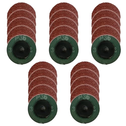 WA GRINDER - WA GRINDER 25PACK - 3" Quick Change Sanding Discs 36#, Resin-Fiber Backing Grinding Discs, Roll Lock Discs for Metal and Wood Rust Paint Removal, Used on Die Grinder, Type R Male (GRIT 36)