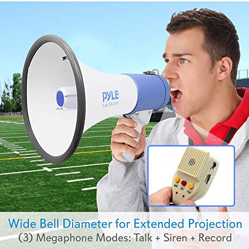Pyle Megaphone Pa Bullhorn Speaker - Built-In Siren 50 Watts Rechargeable Battery- 10 Sec Record Function For Football Baseball Basketball Cheerleading Fans Coaches Or For Safety Drills - (Pmp59Ir) #TOP4