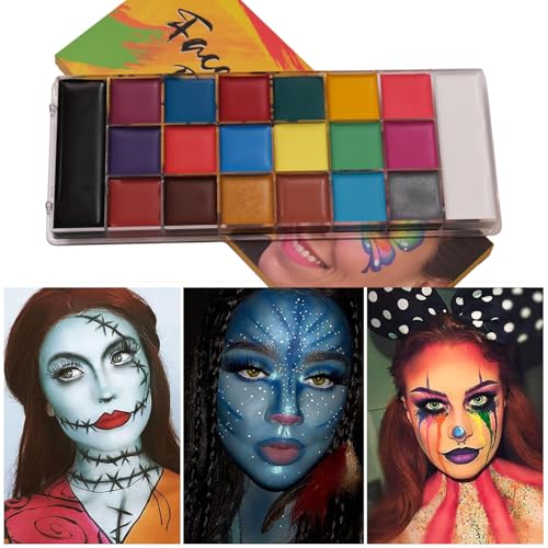 Image of Store2508 20 Colour Face and Body Paint Palette Oil Based Safe Non-Toxic Long Lasting Smooth Cream Makeup for Halloween Cosplay Festival SFX Art Kids and Adults