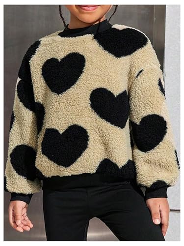 GORGLITTER Girl's Heart Pull Over Sweater Fuzzy Long Sleeve Crew Neck Cute Pullover Top3