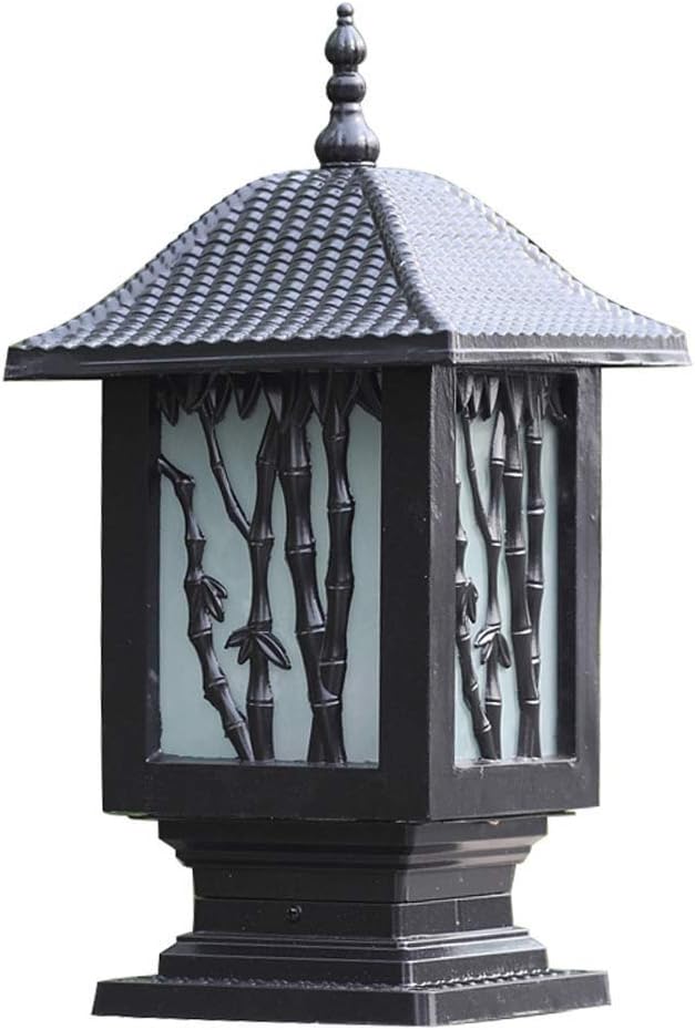 Street Lighting Vintage European Glass Lantern Garden Pillar Lawn Lights Outdoor Waterproof Floor Lamp Villa Park External Rainproof LED Street Post Light Aluminum E27 Decoration Column Light Deck Pat
