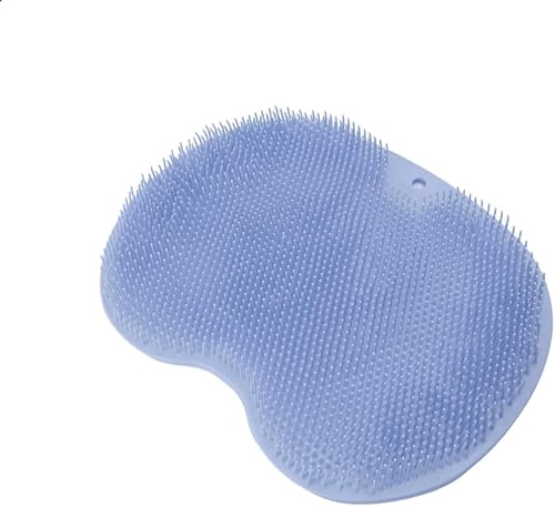 Silicone Shower Foot and Back Scrubber Mat with Soft Bristles, Blue