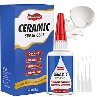 Ceramic Glue, Best Super Glue for Ceramic, Porcelain, Pottery and China Repair - Ultra Strong, Waterproof, High Temperature Resistant, Food Grade Adhesive for Mugs and Dishes, Tiles, Crafts, and More